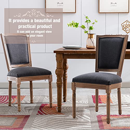 Nrizc-Farmhouse-Dining-Chairs-Set-of-4-French-Dining-Chairs-with-Square-Back-Brown-Wood-Legs-French-Bistro-Chairs-for-Dining-RoomLiving-RoomKitchenRestaurant-Dark-Grey Nrizc Farmhouse Dining Chairs Set of 4 French Dining Chairs with Square Back Brown Wood Legs French Bistro Chairs for Dining RoomLiving RoomKitchenRestaurant Dark Grey