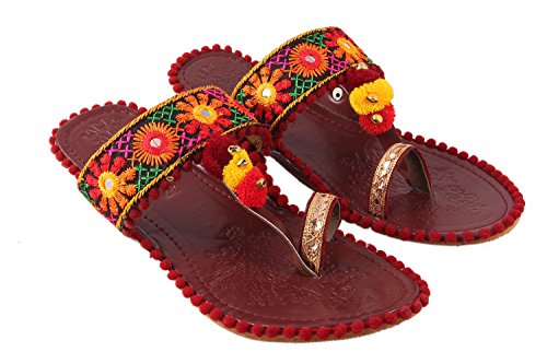 SHREE OL Rajasthani Jaipuri Work Kolhapuri Ethnic Womens Girls Ladies Slipper Pink