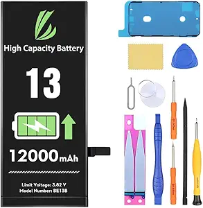 LL TRADER Battery for iPhone 13 12000 mAh High Capacity Replacement Battery for iPhone 13, (A2482、A2631、A2634、A2635、A2633) with Full Set Repair Tool Kit 2025 New