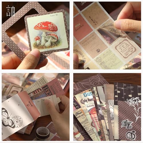 Image of 346Pcs Paper Vintage Aesthetic Scrapbook Kit Scrapbooking Supplies Kit With Bullet Junk Journal, Stationery, Washi Stickers A6 Grid Notebook Journaling Gift For Girl (Brown)
