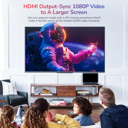 GOnavidio 17.6 Portable Blu Ray DVD Player with 15.4 Large Screen, HDMI in/Out, Sync Screen, 4000mAh Rechargeable Battery, 1080P MP4 MKV Video, Surround Audio, USB/TF Card(Include HDMI Cable)