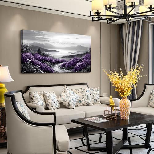 KELIYUAN Large Canvas Wall Artwork Home Decoration Painting Black And White Landscape Modern Print Painting Living Room Decor And Bedroom Office Wall Decoration Natural Scenery Mural 24 X 48 Inches