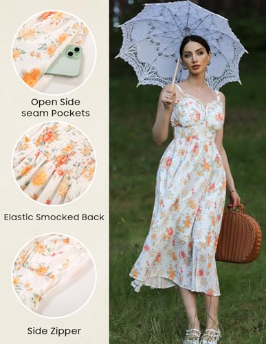 Image of Scarlet Darkness Summer Dresses for Women 2026 Floral Corset Dress Long Milkmaid Dress with Pocket