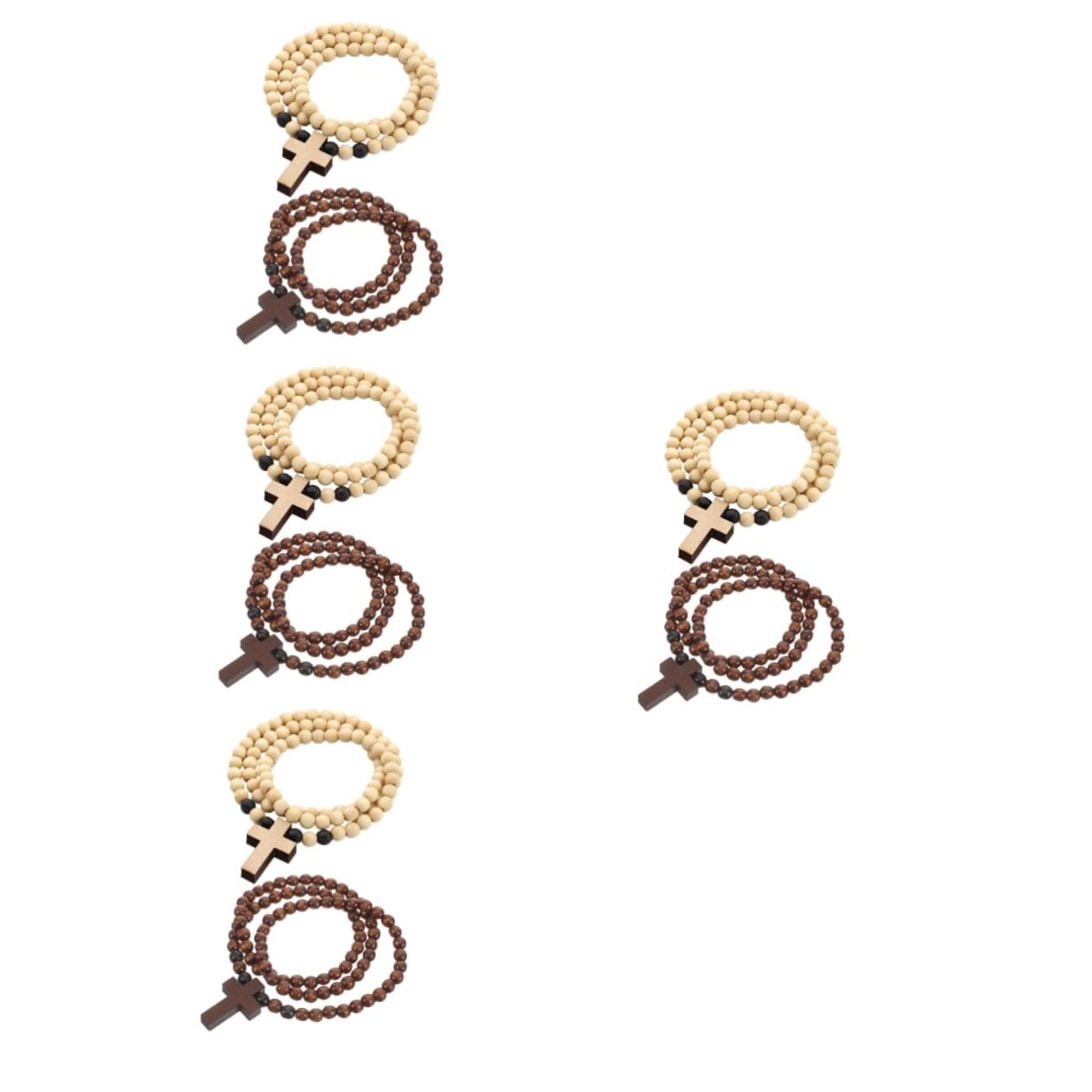 PACKOVE Collar Con Una Cruz Collar De Cruz Para Collares De Jesus Para Colgante De Cuentas De Oración Cristianas Cuerda De Oración Rosario De Madera