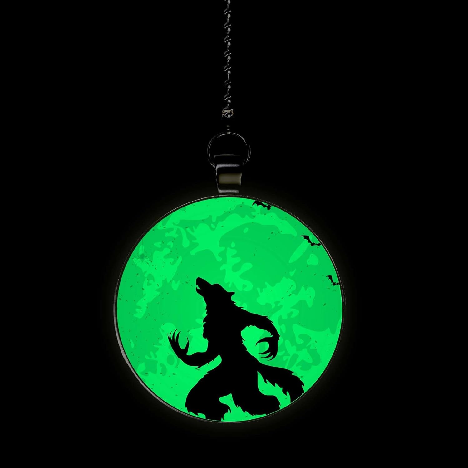 Halloween Wolfman Moon Glow in The Dark Ceiling Fan and Light Pull Chain Pendant Single Sided