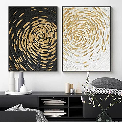 Amazon.co.jp: アートパネル抽象的な黄金の花キャンバス絵画インテリア  