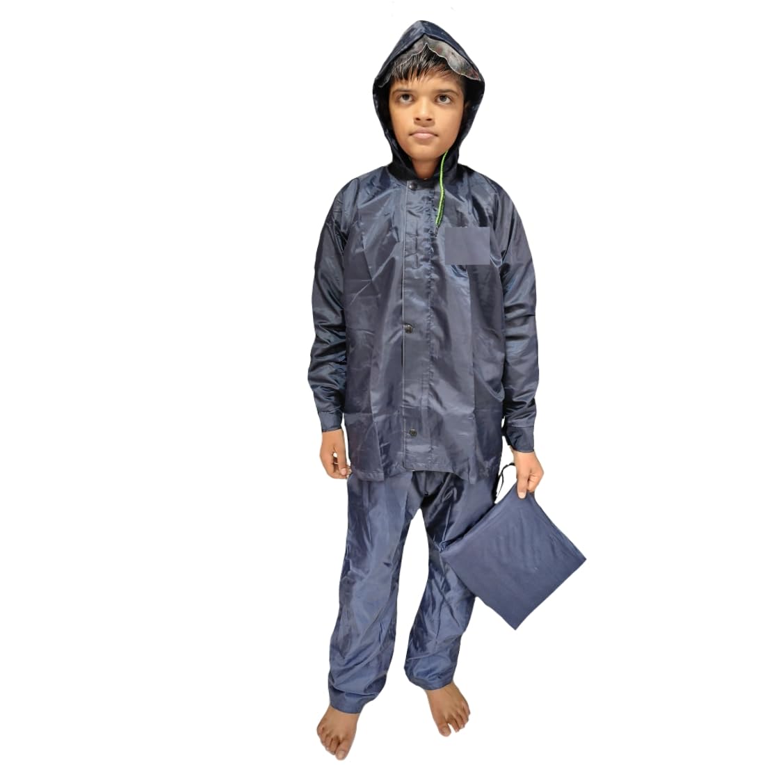D8211K Children’s Waterproof Hooded Raincoat & Pant Set | Durable, Lightweight, Portable Rain Suit with Carry Pouch (S, Blue, 6 Years - 7 Years) - Image 2 thumbnail