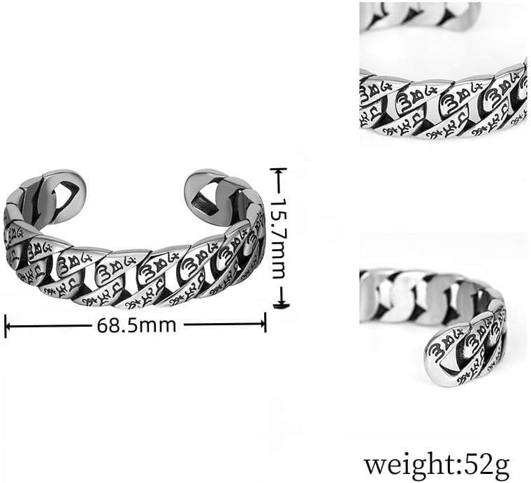 Tibetan Om Mani Padme Hum Cuff Bracelet, Stainless Steel Six-word Mantra Bangle Bracelets, Yoga Meditation Jewelry Gift for Men Women - Image 2