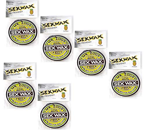 Image of Sex Wax Mr. Zoggs AIR FRESHENER 3 inch Logo Green 6-Pack Pineapple