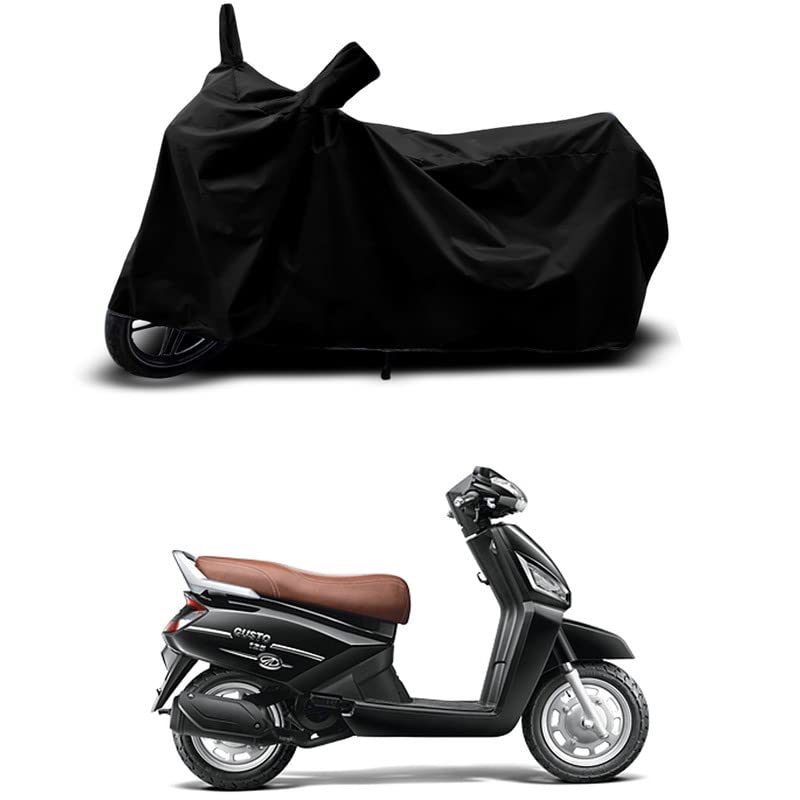 Image of 100% Scratchproof /UV-Rays /Heat Protection /Birds Dropping /Water Resistant /Dust Proof /Waterproof /Full Bike Scooty Two Wheeler Body Cover Compatible for Gusto 125 All Varients[Black]