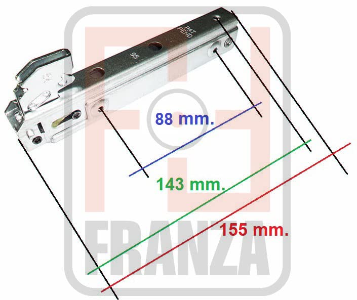 Nardi Glem Gas - Kit 2 cerniere lunghe 155 x 21 mm. per porta forno con doppio vetro 031199009933R - KCF3696
