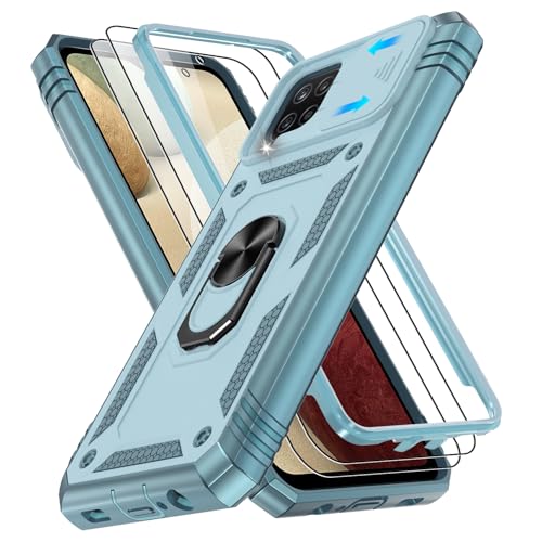 Coque Samsung A12 verte antichoc avec support bague métal