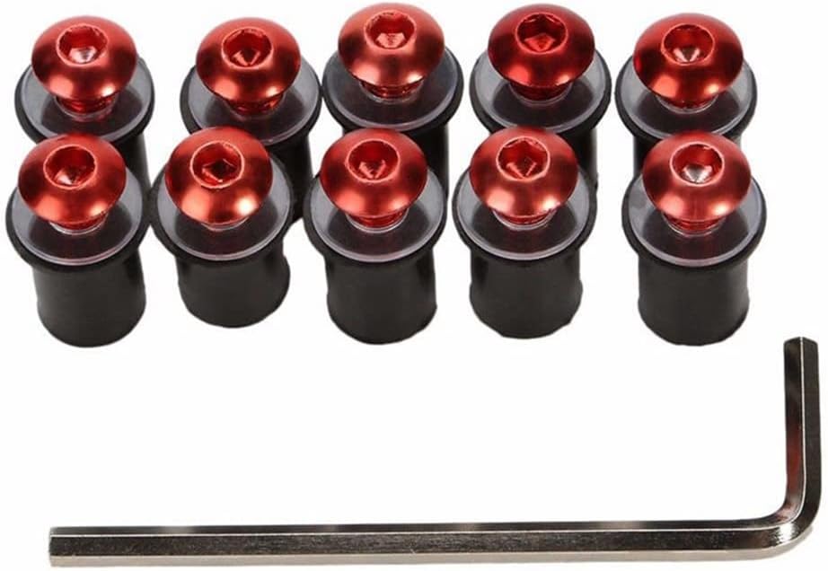 10PCS Motorcycle Windshield Bolts Screws Kit 5mm Black, Universal Fit for Motorcycle Windscreen Windshield, Aluminum Alloy Motorbike Windscreen Body Mounting Bolts Nuts with Wrench