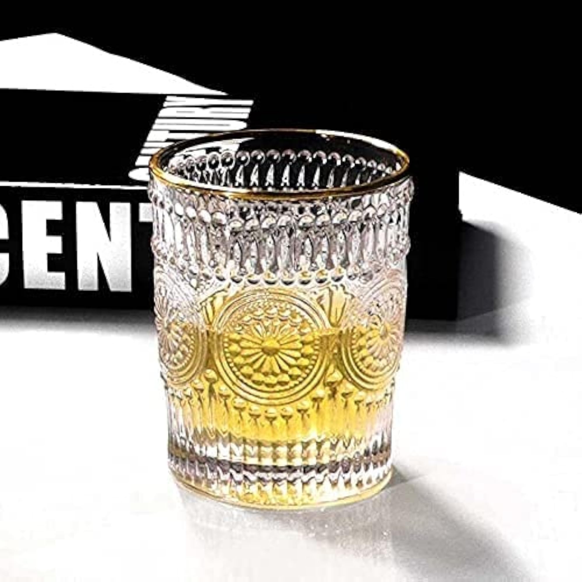 Italian Premium Gold Rim Whiskey Glass Set, 300 ML