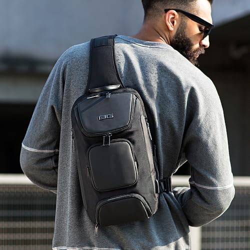 Image of BANGE Sling Bag with USB Charging Port, Waterproof Crossbody Backpack, Lightweight Shoulder Bag Daypack for Travel Work Hiking