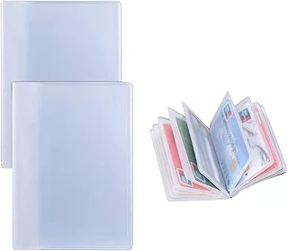 2 Pcs Card Holder Protector Sleeves Transparent Credit Card Sleeves Plastic Wallet Insert Credit Card Holder Insert for Wallet Insurance Card Debit Card Driver's License（6 Page 6 Slots and 12 Slots)