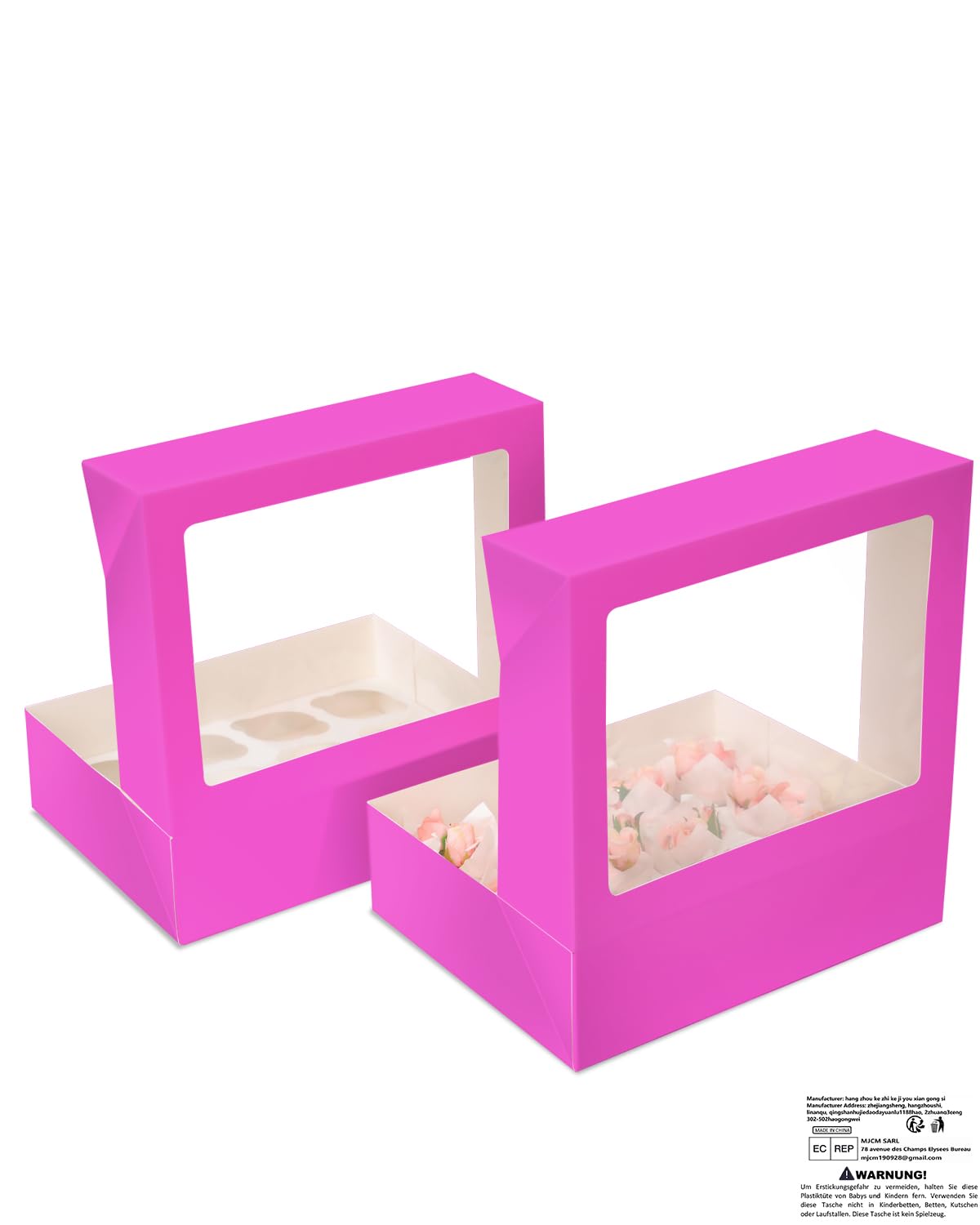 Gcardist Roland Automatic Popup 12 Cupcake Boxes with Window, Pack of 6, 33 x 25.4 x 9 cm - Image 3