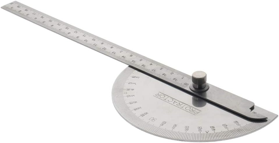 Utoolmart Stainless Steel Protractor 180 Degrees Round Head Angle Finder with 10cm / 3.9-inch Adjustable Arm for Woodworking Drawing 1pcs