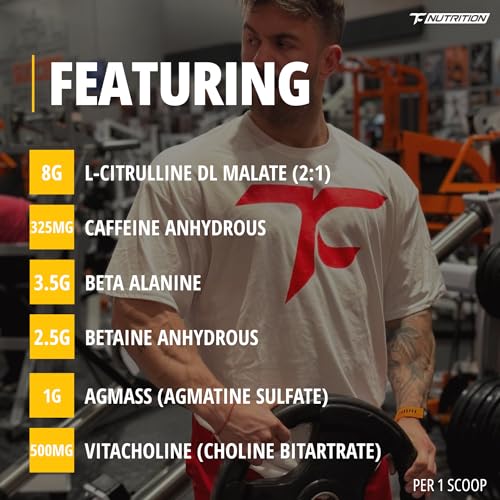 Image of TC Nutrition Batch 27 Pre Workout Powder - 8g Citrulline, 3.5g Beta Alanine, 2.5g Betaine, 325mg Caffeine | Instant Energy, Focus, Pumps, & Strength | Nitric Oxide Booster 20 sv (Pineapple Mango)