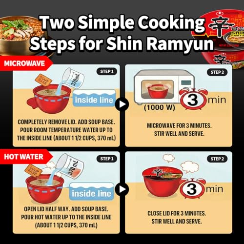 Image of Nongshim Shin Ramyun Bowl Noodles, Spicy Korean Signature Instant Ramyun, Rich Beef Flavored Broth, Quick and Easy, Microwaveable Bowl, 3.03 oz (Pack of 12)