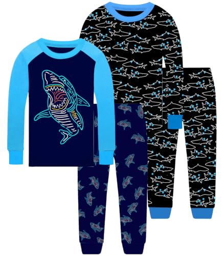 Boys 4 Pieces Sharks Pajamas Toddlers Cotton Pjs Kids Sleepwear Sets 2T