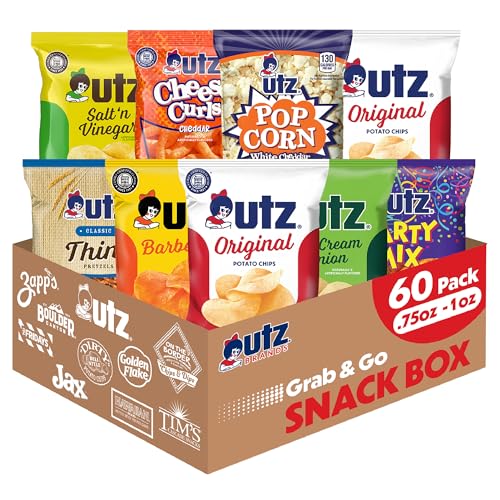 Utz Variety Pack of 60 Individual Potato Chip, Cheese Curl, Popcorn & Pretzel Snacks for On-the-Go
