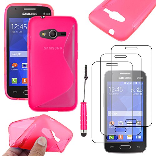 ebestStar - Coque Compatible avec Samsung Galaxy Trend 2 Lite SM-G318H, Galaxy V Plus Etui Housse Silicone Gel Souple Motif S-Line +Mini Stylet +3 Films, Rose...