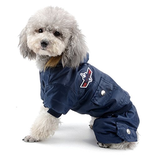 selmai Bekleidung für kleinen Hund (Weibchen/Männchen), Fleece-Fell-Schneeanzug mit Kapuze, für Winter, Overall, wasserdicht