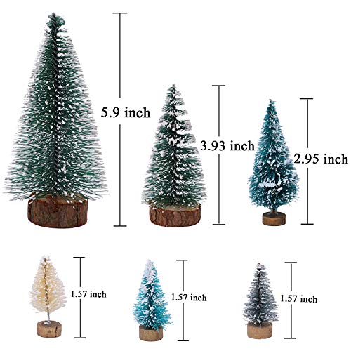 Uratot 30 Pieces Artificial Mini Christmas Trees Plastic Sisal Snow Frost With Trees Wood Base For Christmas Table Decor #TOP1