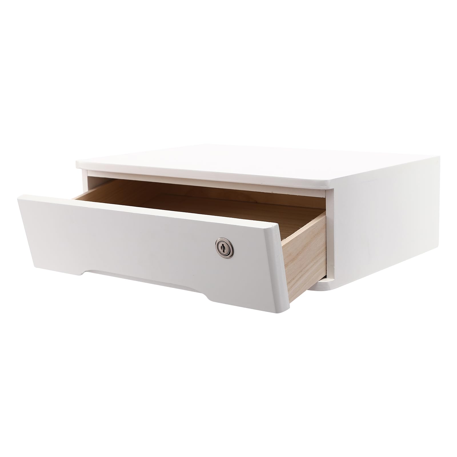 Schreibtisch-Aufbewahrungsbox mit Schloss, Holz-Aufbewahrungsset 1 Schublade aus Holz Organizer Aufbewahrungslösung 40 * 28 * 12cm Aufbewahrungskiste Schubladen-Organizer für Büro (Weiß)