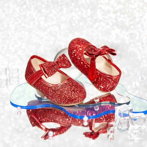 Image of PHIRAMIN Toddler Flower Girl Dress Shoes - Little Girl Mary Janes Flats Wedding