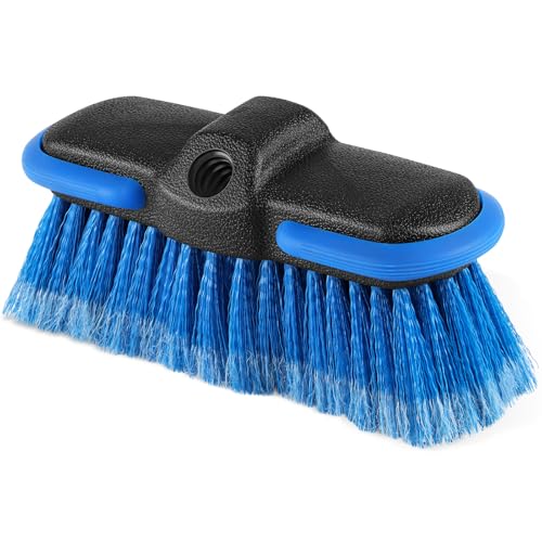 Car Wash Brush Head with Soft Bristle 8'', Car Cleaning Brush with Protective Bumper for Cleaning Auto Cars Trucks RV Boat Deck