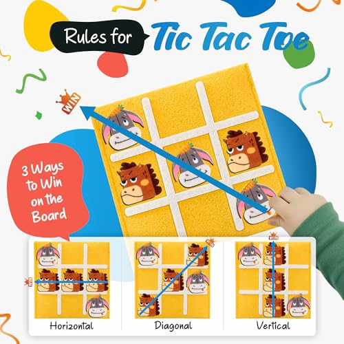 Image of JoyCat 24 Pack Farm Tic Tac Toe Party Favors, Felt Travel Games