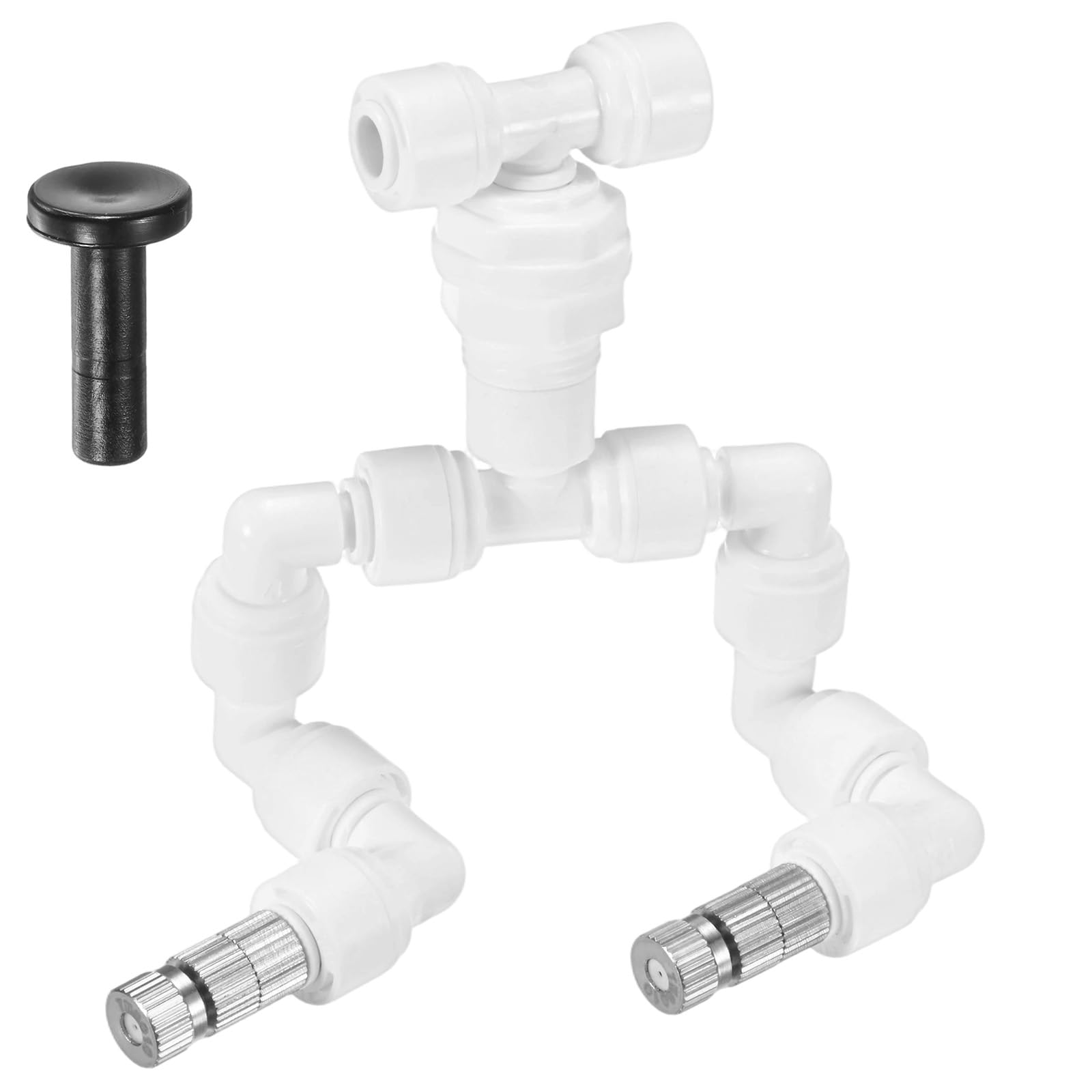 M METERXITY Double Reptile Mister Nozzles, 0.8mm Pore Copper 1/4" Reptile Misting Spray Nozzle with Filter Plug for Terrarium/Paludarium, 360 Degree Adjustable Nozzle [White]