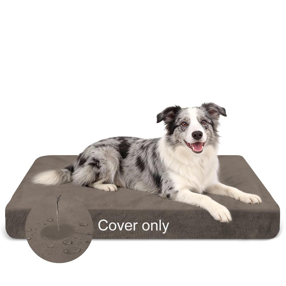 DUJUIKE 100% Copriletto Impermeabile per Cani, coprimaterasso in Velluto per Cani, copriletto in Morbida Peluche, copriletto di Lavabile e Rimovibile per Animali Domestici, con Elastico (caffè,S)