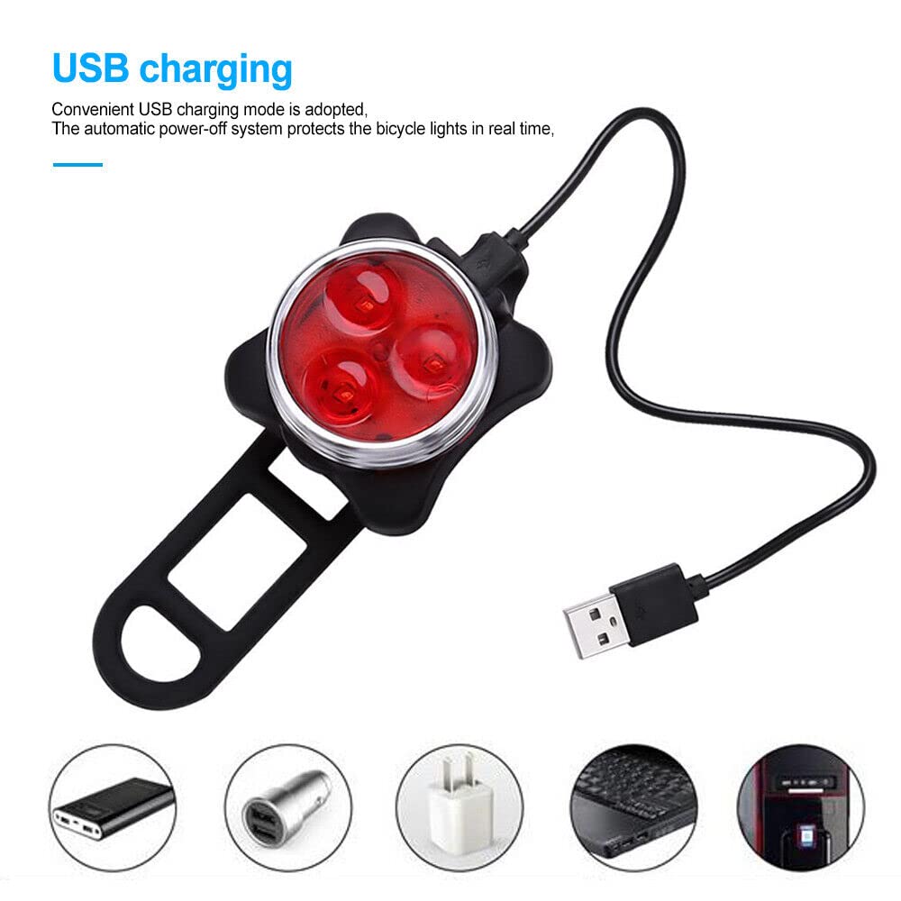 Set di luci per bicicletta ricaricabili, super luminose anteriori e posteriori a LED, 650 mAh, batterie al litio, 4 opzioni di modalità (2 luci totali [totale di 4 luci])