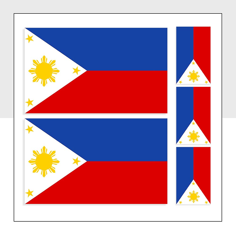 Mixed Pack of 5 Philippines Flag Stickers (60 x 36mm) Waterproof PH Flag Labels for Bike Van Windows Laptop iPad Helmet Bumpers Packwith® #P1014