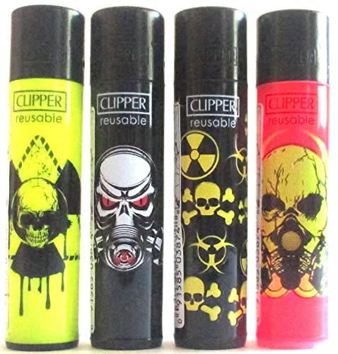 Clipper Lighter 4 Pack (Radio Skulls)