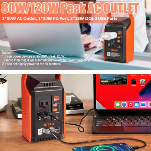 Takki 120W Peak Solar Generator with 21W Panel 83Wh Portable Power Station Solar Power Bank with 110V AC Outlet for Camping Home Use Outdoor Emergency Fan Laptop Hurricane - Image 4
