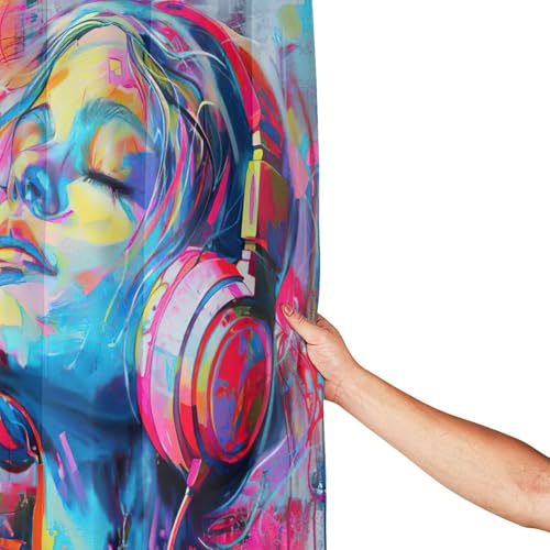 Rideau de douche musique en polyester : stop aux œillets rouillés
