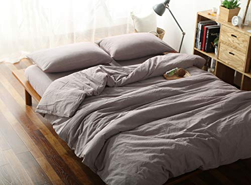 Image of F.Y.Dreams 100% Washed Cotton Duvet Cover for Weighted Blanket 48x72 inches with 16 Ties, Zipper on Long Side /Purple Bean Paste /Just Duvet Cover