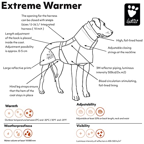 Hurtta Extreme Warmer Hundemantel, Winterjacke für Hunde Weinrot 30 cm