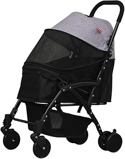 Carrinho duplo para cães Carrinho de viagem para animais de estimação Carrinho de passeio dobrável para cães Carrinho de passeio para cachorros Peso máximo 15 kg com 4 rodas Carrinho de viagem para animais de estimação (F)