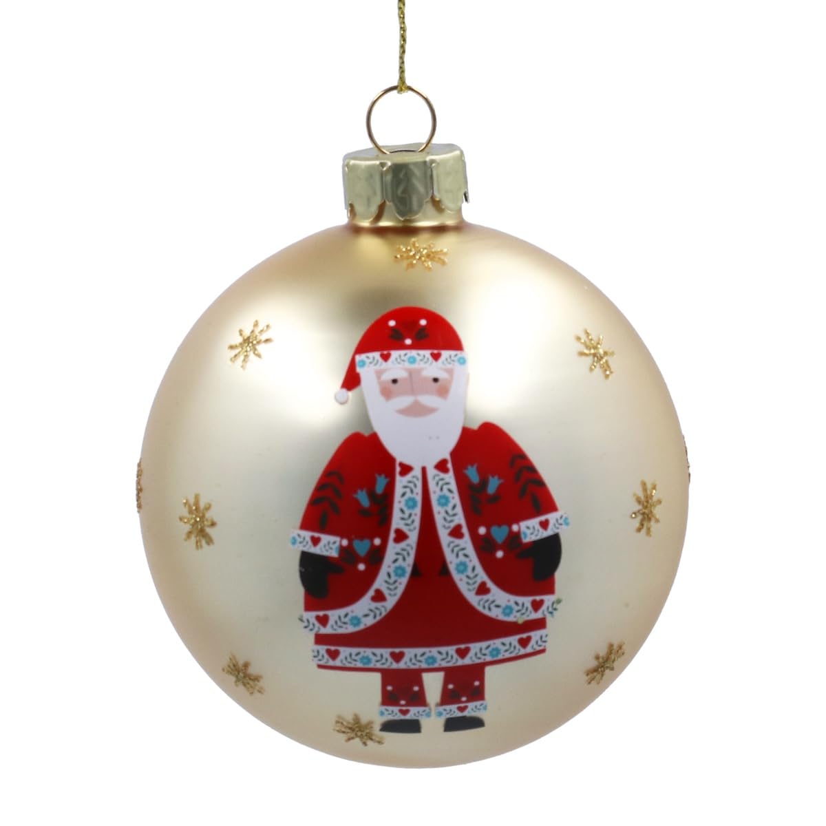 Gold Alpine Santa Christmas Tree Bauble | Luxury Hanging Christmas Decoration | Traditional Father Christmas Ornament | Festive Tree Décor