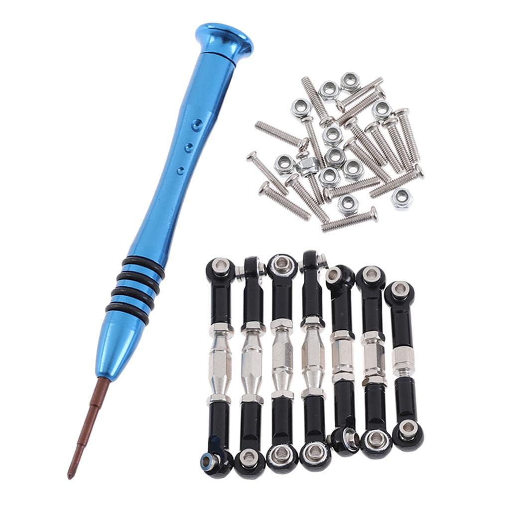 ATORSE Metal Steering Linkage Pull Rods Adjustable for Wl Toys 144001 1/14 Black-picture-46