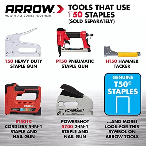 Image of Arrow 508IP Heavy Duty T50 1 /2-Inch Staples for Upholstery, Construction, Furniture, Crafts, 5000-Pack