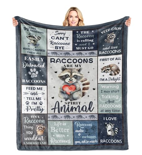LNKRFRPA Raccoon Blanket Cute Raccoon Gifts for Women and Girls Soft Breathable Flannel Throw Blanket 60x50in Aesthetic Raccoons Decor for Bedroom Cozy Raccoons Gifts for Birthday & Animal Lovers