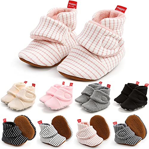 Image of QWZban Baby Booties Infant Newborn Boys Girls Slippers Warm Crib Sock Shoes Indoor First Walkers Prewalker