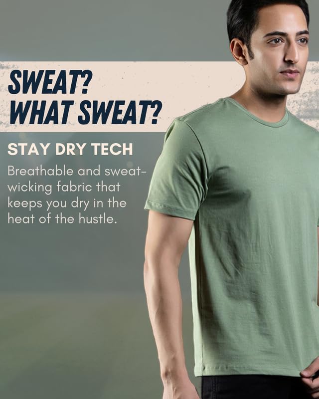 Image of Ghumakkad Cotton Blend Half Sleeve Round Neck Sports T Shirt for Men