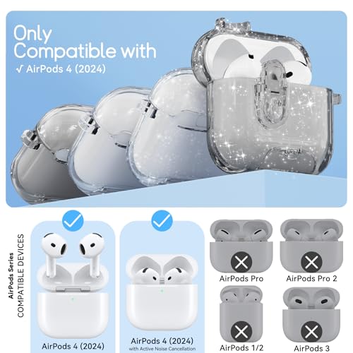 Image of for AirPods 4 Case 2024 with Safety Lock,Glitter Black